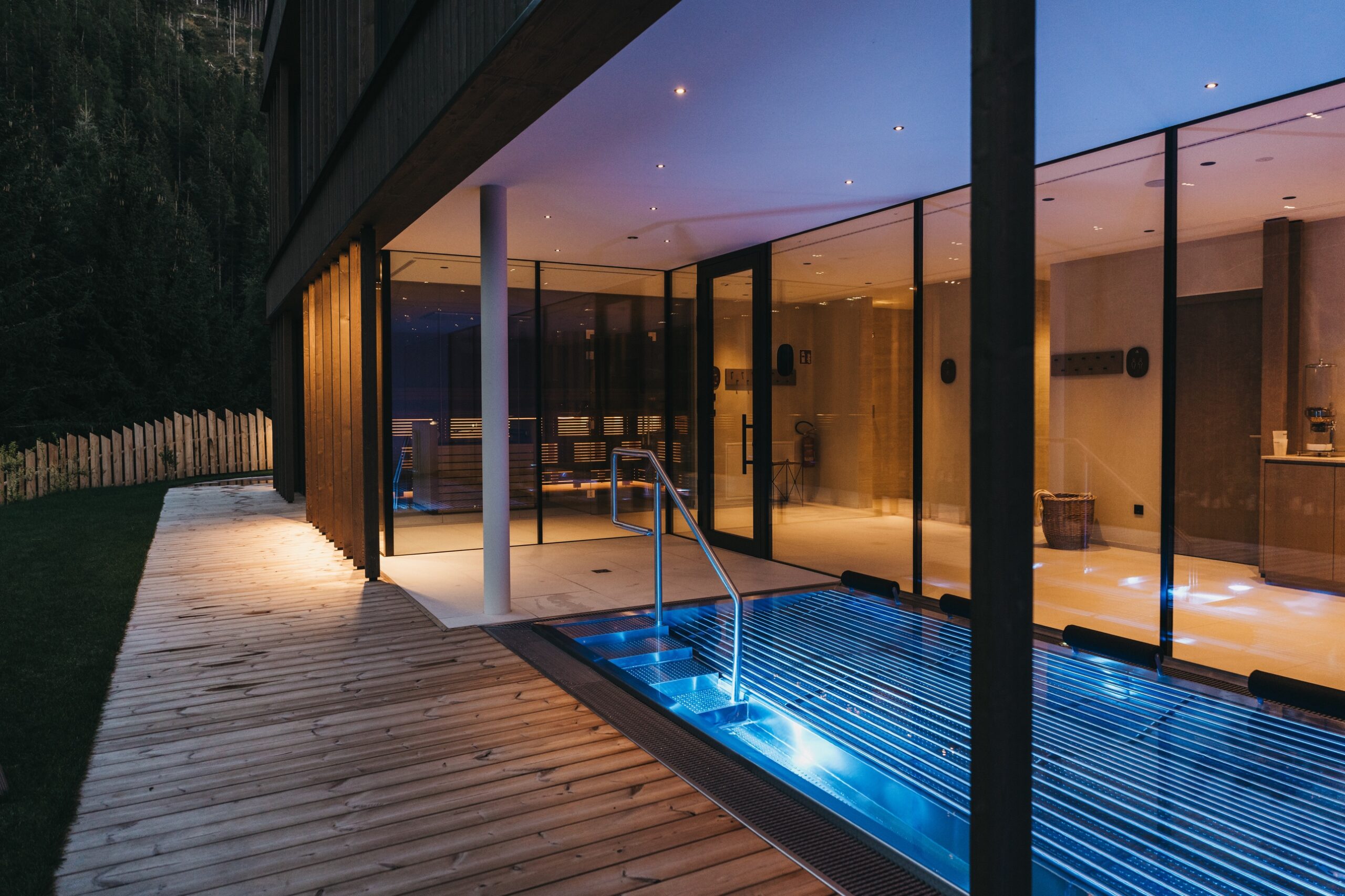 Exterior of the adults-only Ganis Sauna House in the Dolomites