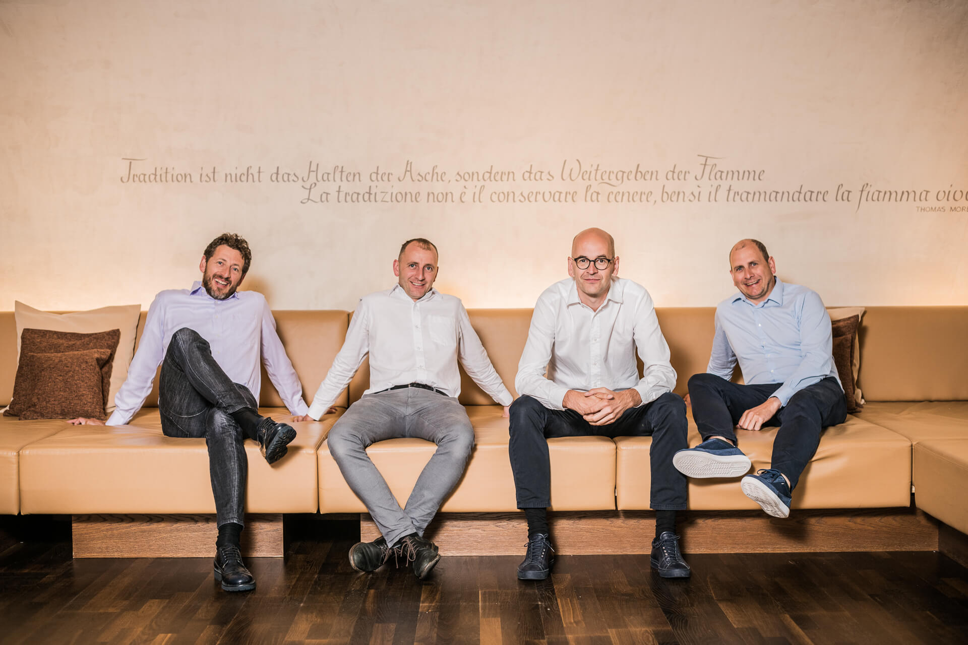 The hosts of Ganis Resort, the Pichler family, in the hotel lounge