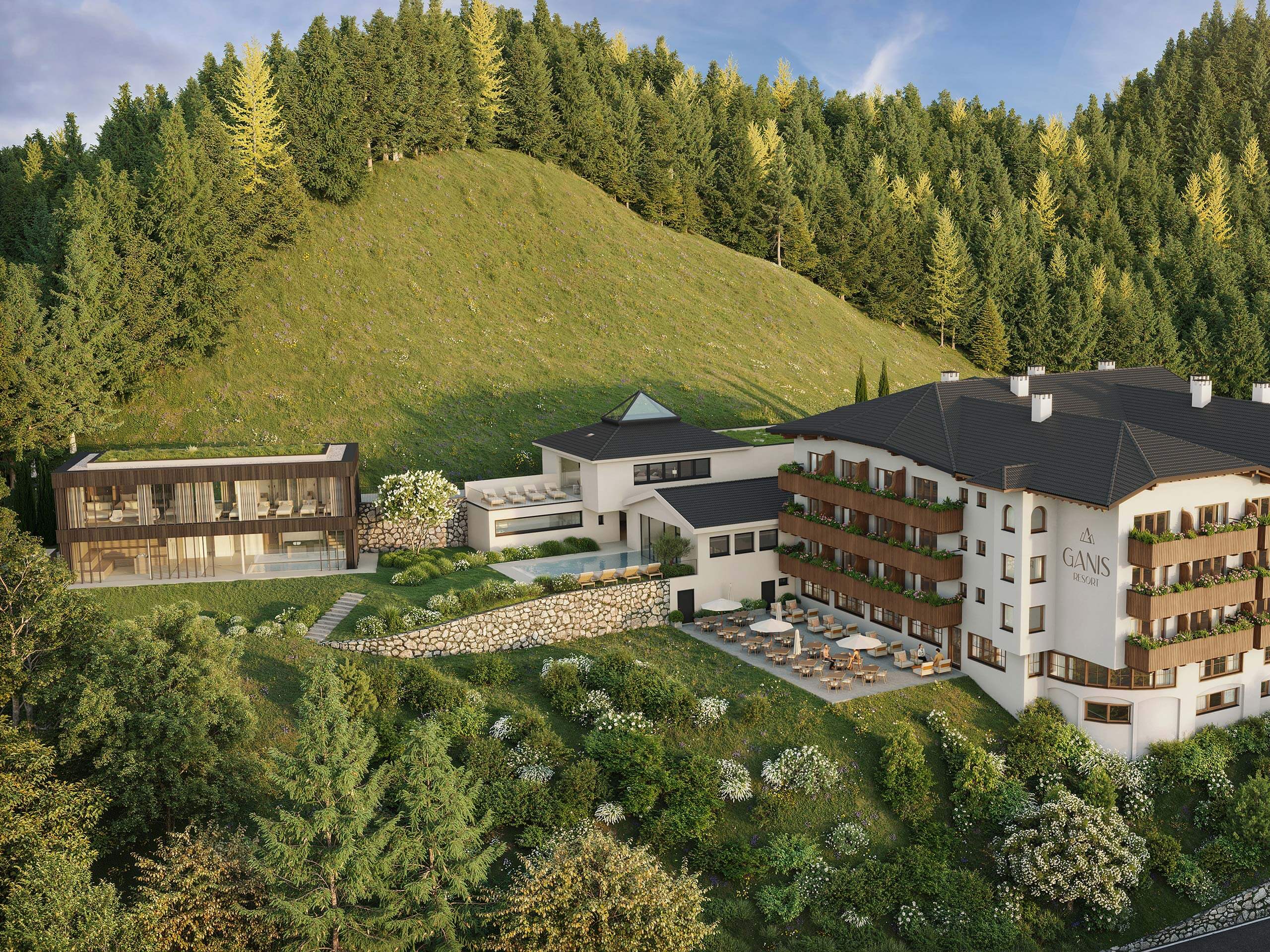 The Scenic new Ganis Resort nestled in lush mountains in the Dolomites