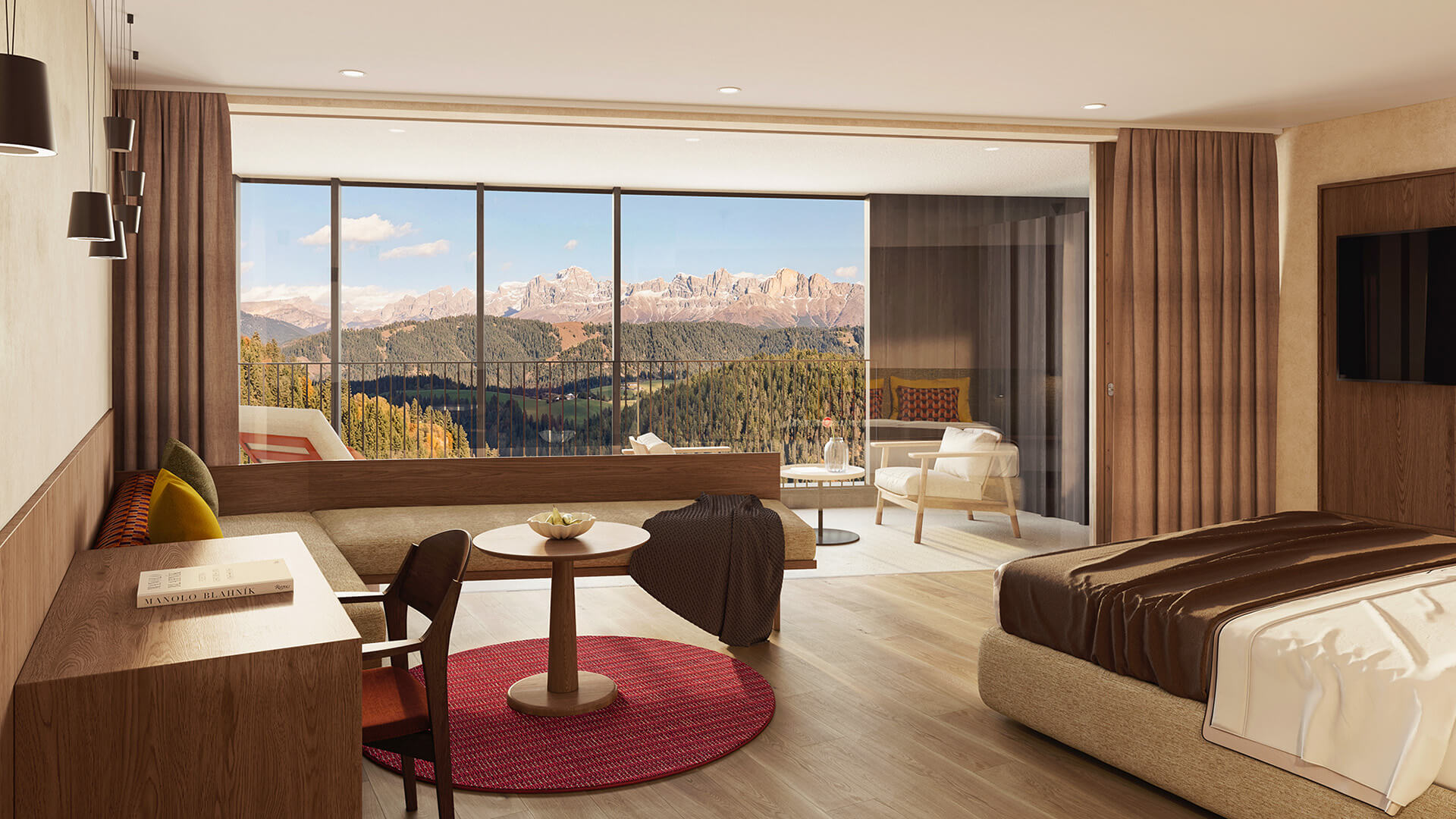 Schlern Superior room at Ganis Resort with panoramic view of the Rosengarten - available rooms and suites dolomites
