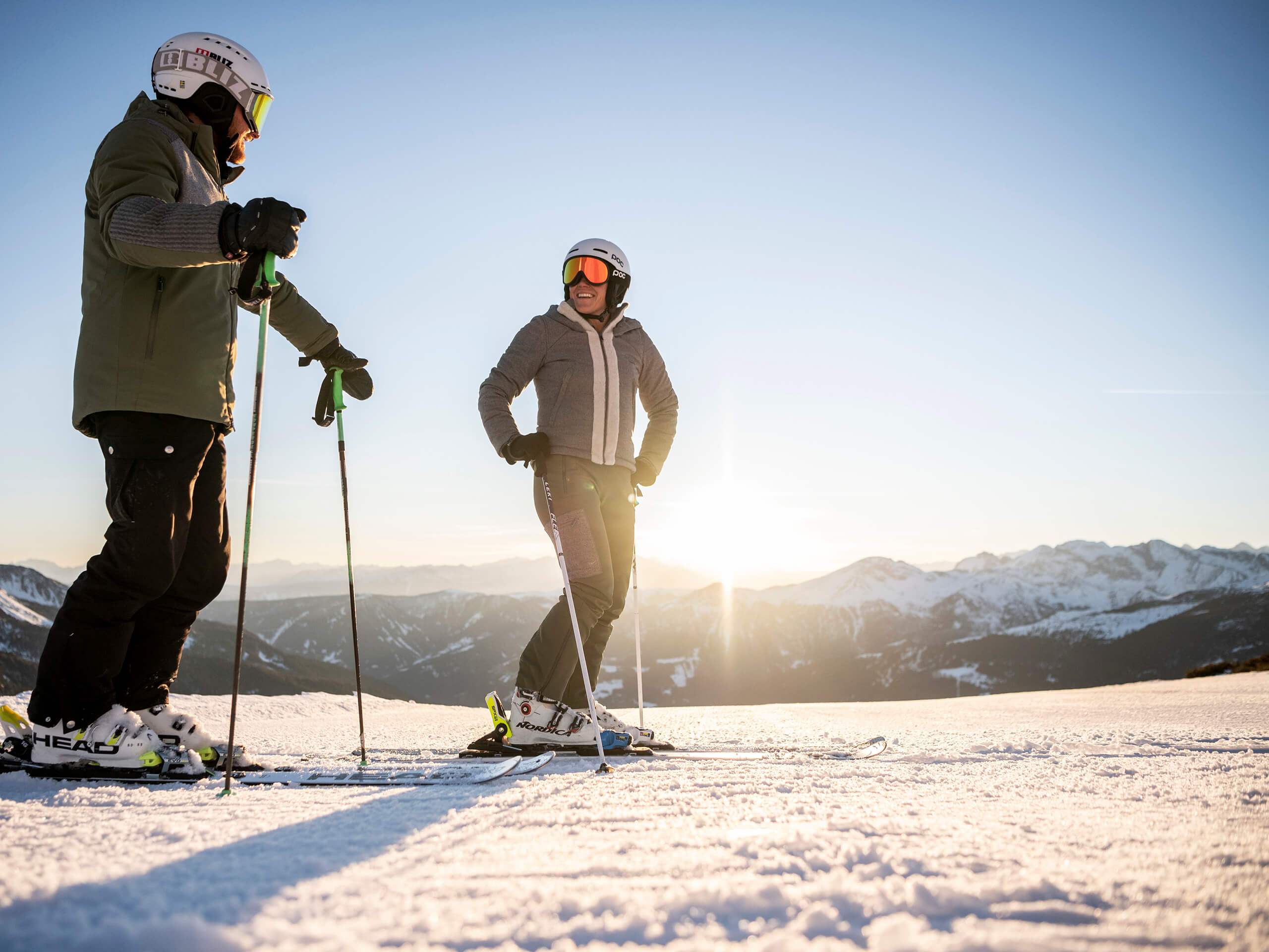 Ganis Experiences Dolomites Early Morning Skiing on the slopes of the dolomites