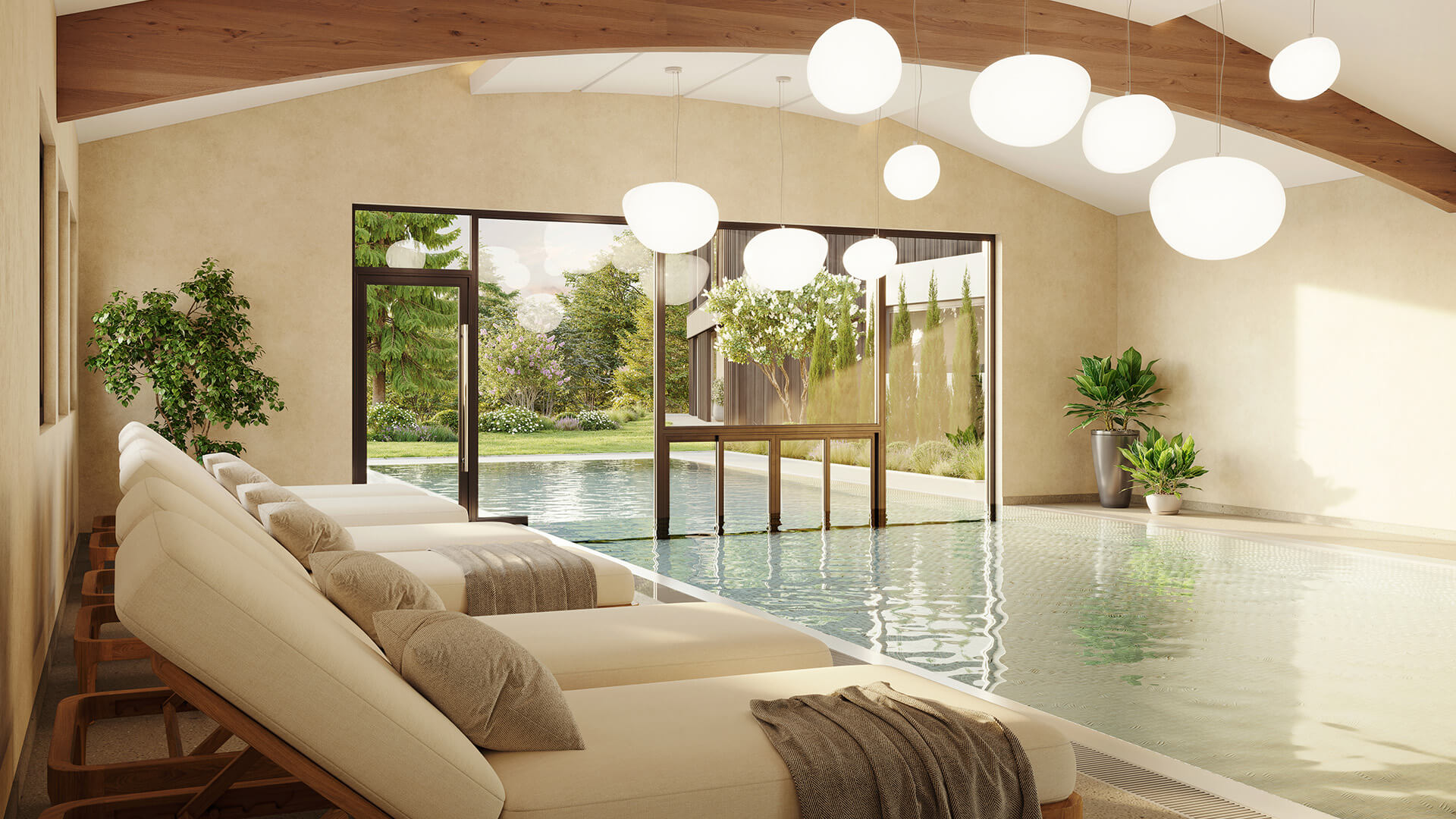 Piscina interna e esterna infinity